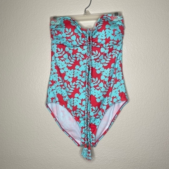 Boden one piece swimsuit women US 10 pink green flowers - Picture 1 of 4